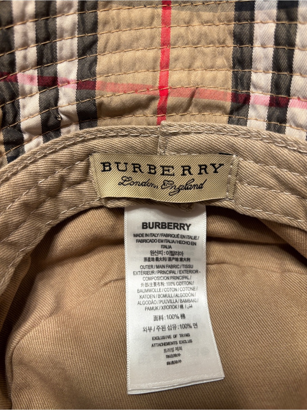 Burberry London Classic Vintage Check Bucket Hat with Embroidered Logo - Picture 11 of 12